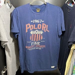 Polo Ralph Lauren | T Shirt | Medium | Blue with Red and white lettering